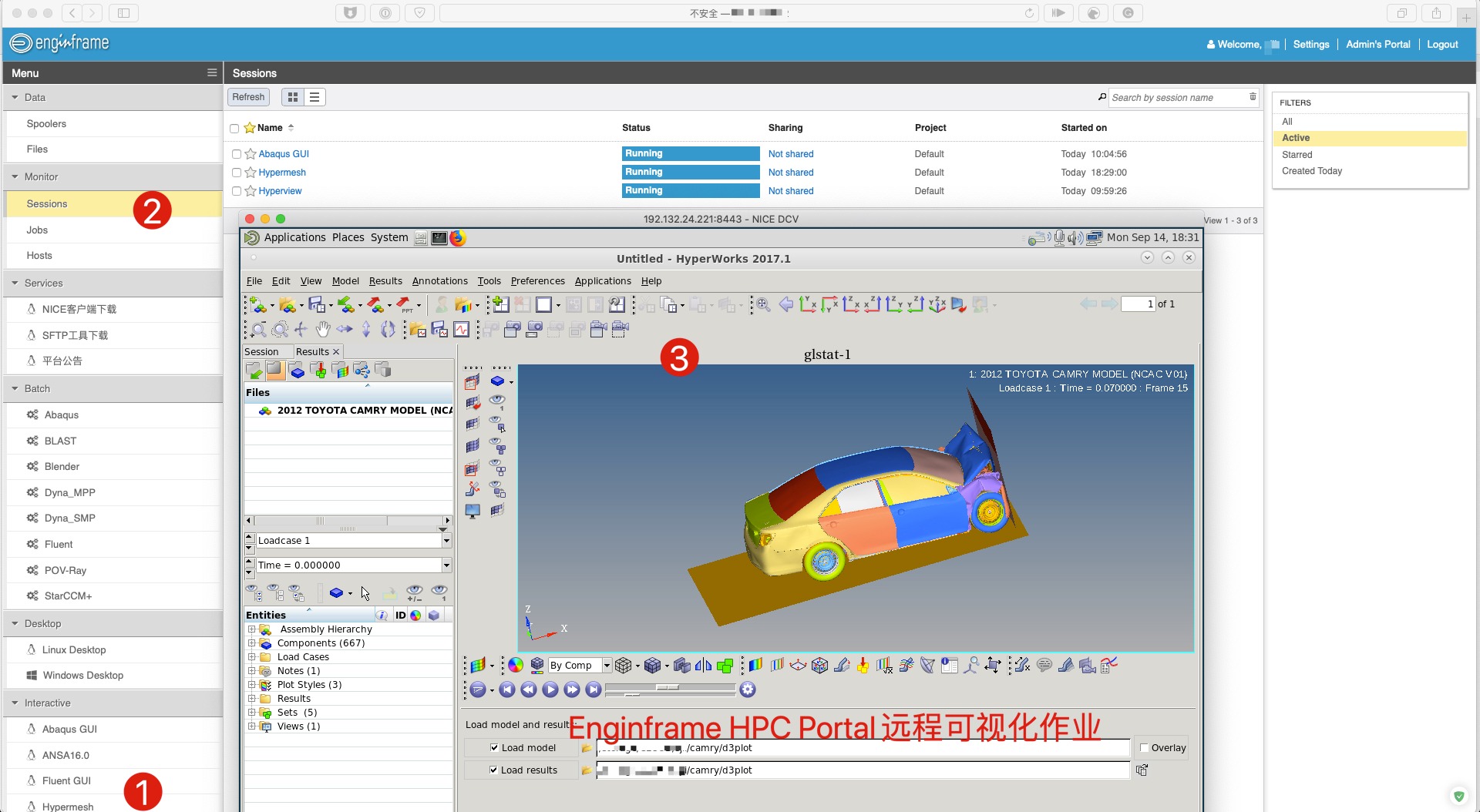 EnginFrame HPC Portal 远程可视化作业